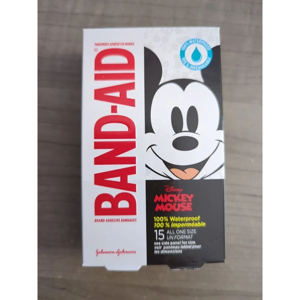 BAND-AID Waterproof Adhesive Bandages Featuring Micky and Minnie Mouse, 15 Count